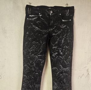 7 For All Mankind Black Textured Skinny Jeans